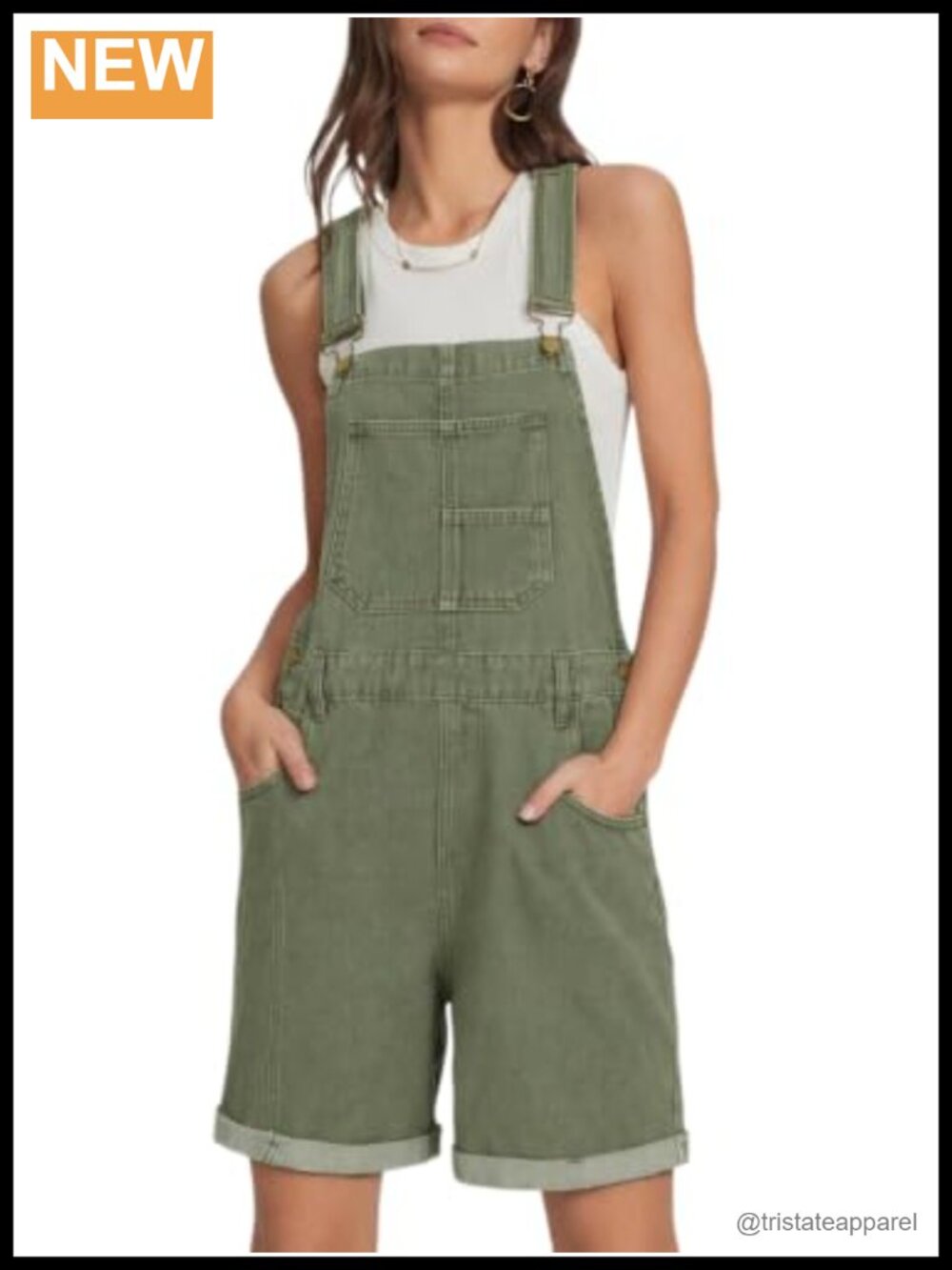 D-Sun Denim Bib Overalls Short Romper Adjustable Strap Pockets